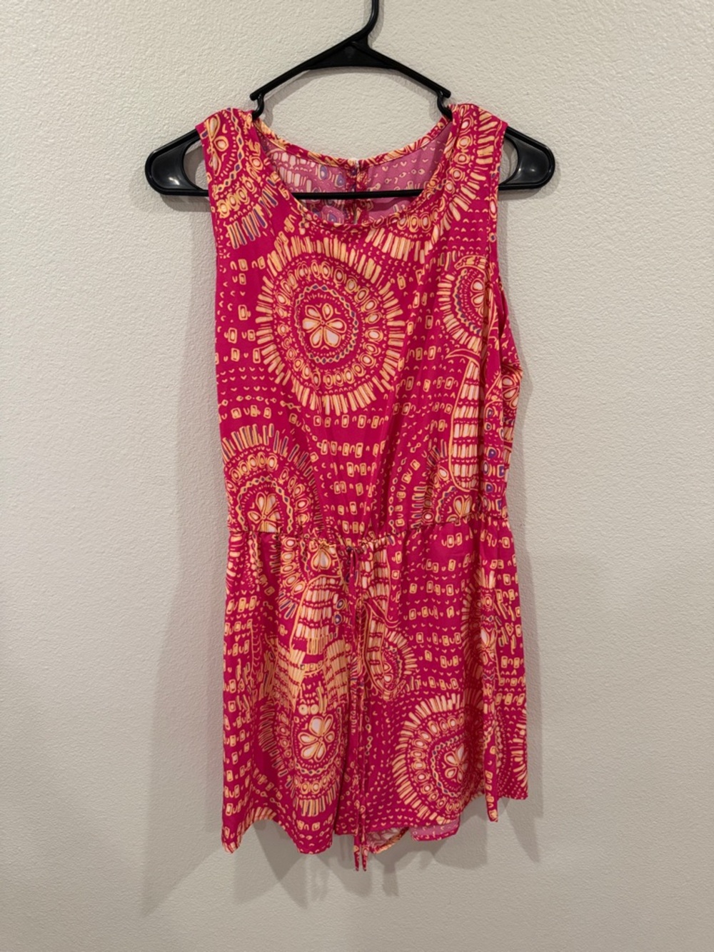 Women’s Pink and Yellow Printed Sleeveless Top